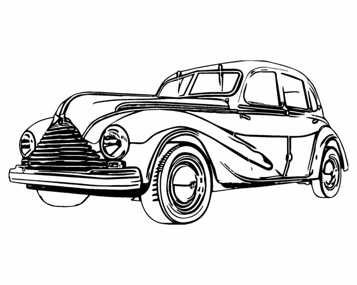 Great retro car coloring page