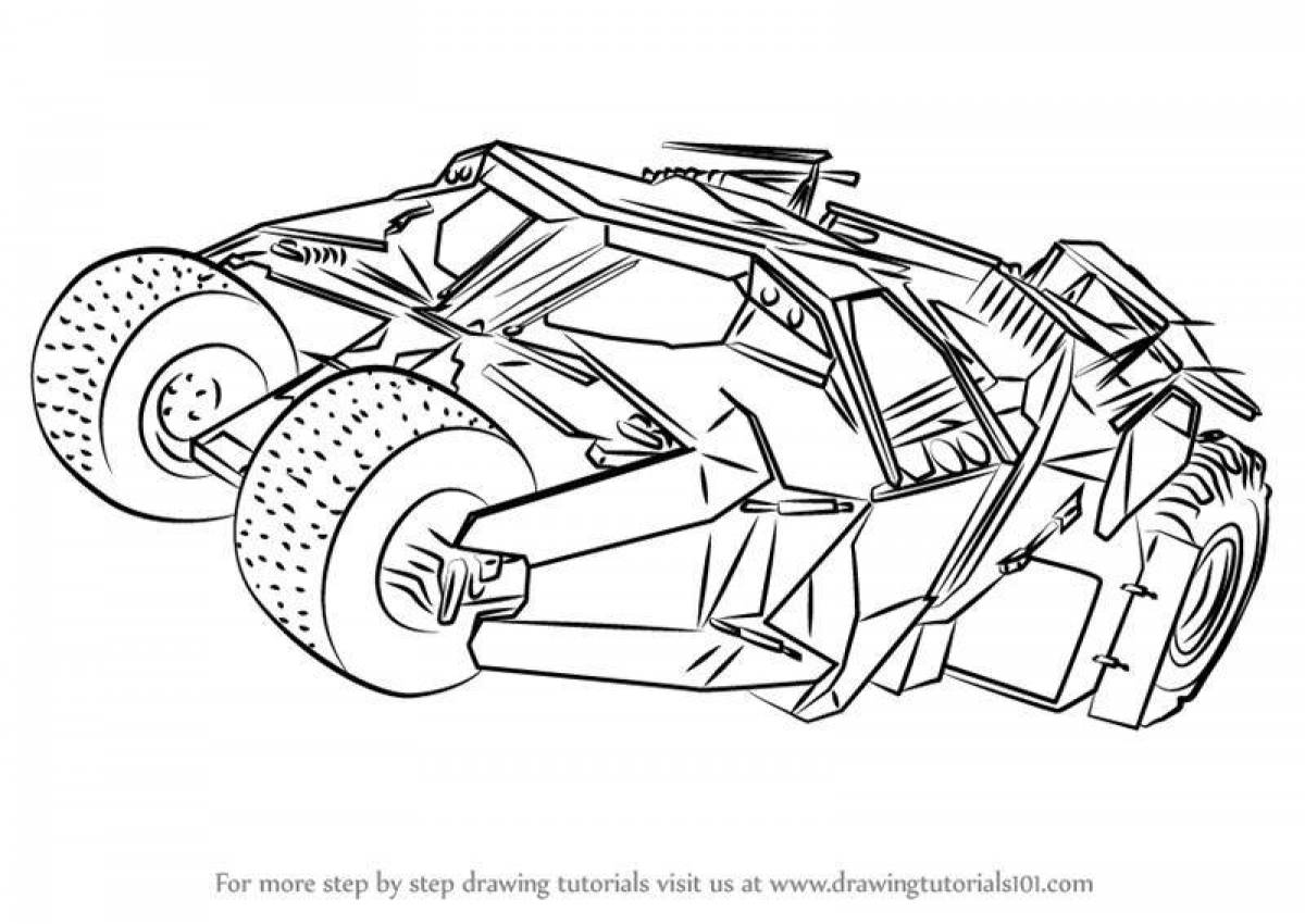 Amazing batman car coloring page