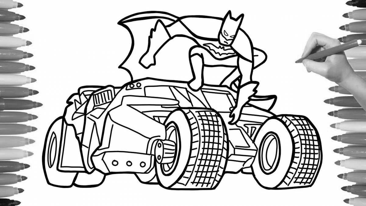 Intricate batman car coloring