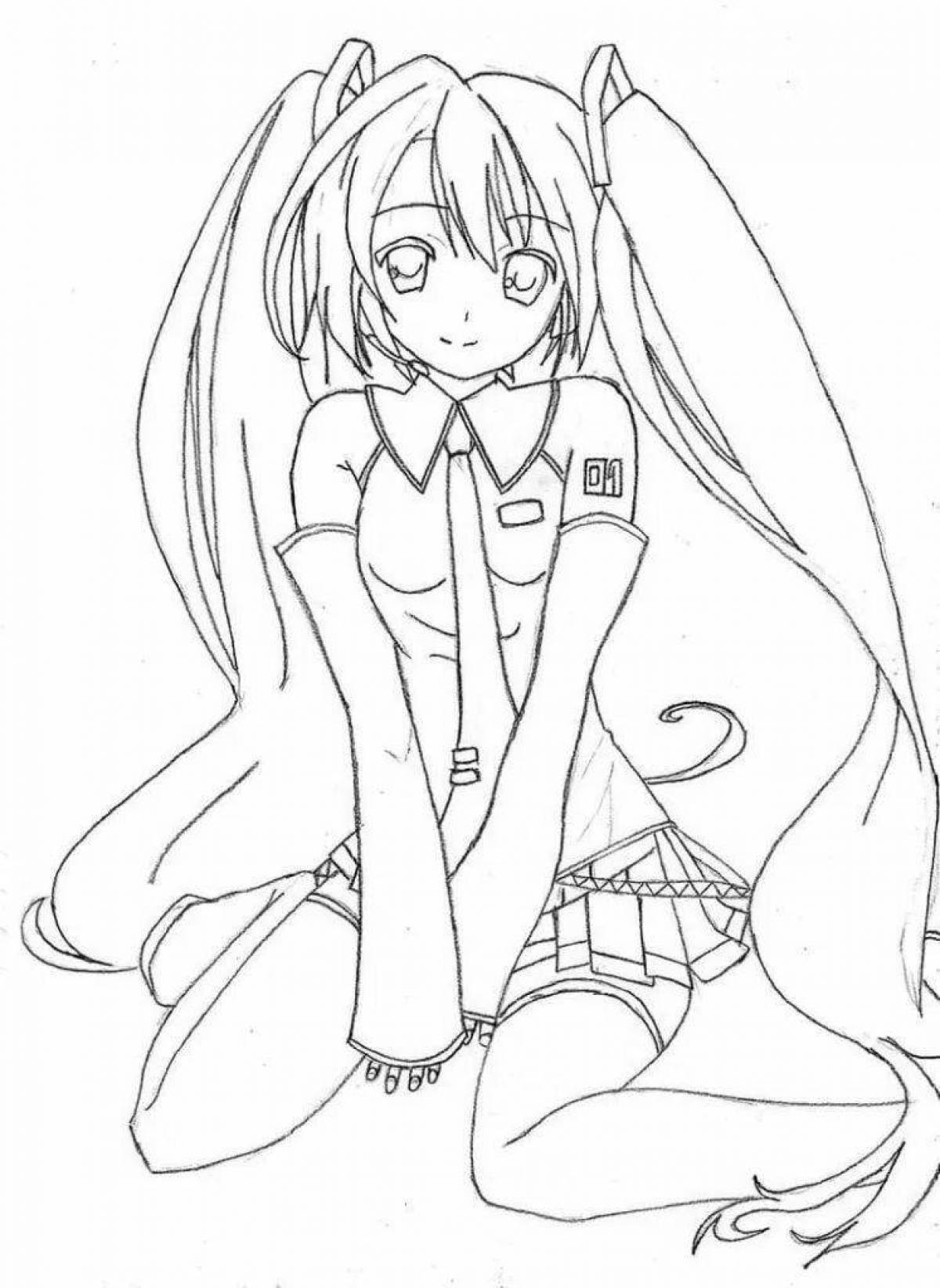Lovely hatsune miku coloring page