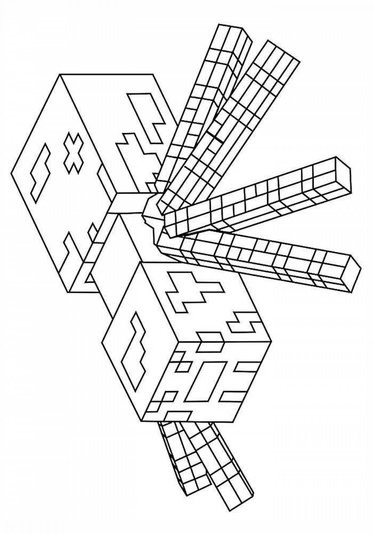Vibrant minecraft spider coloring page