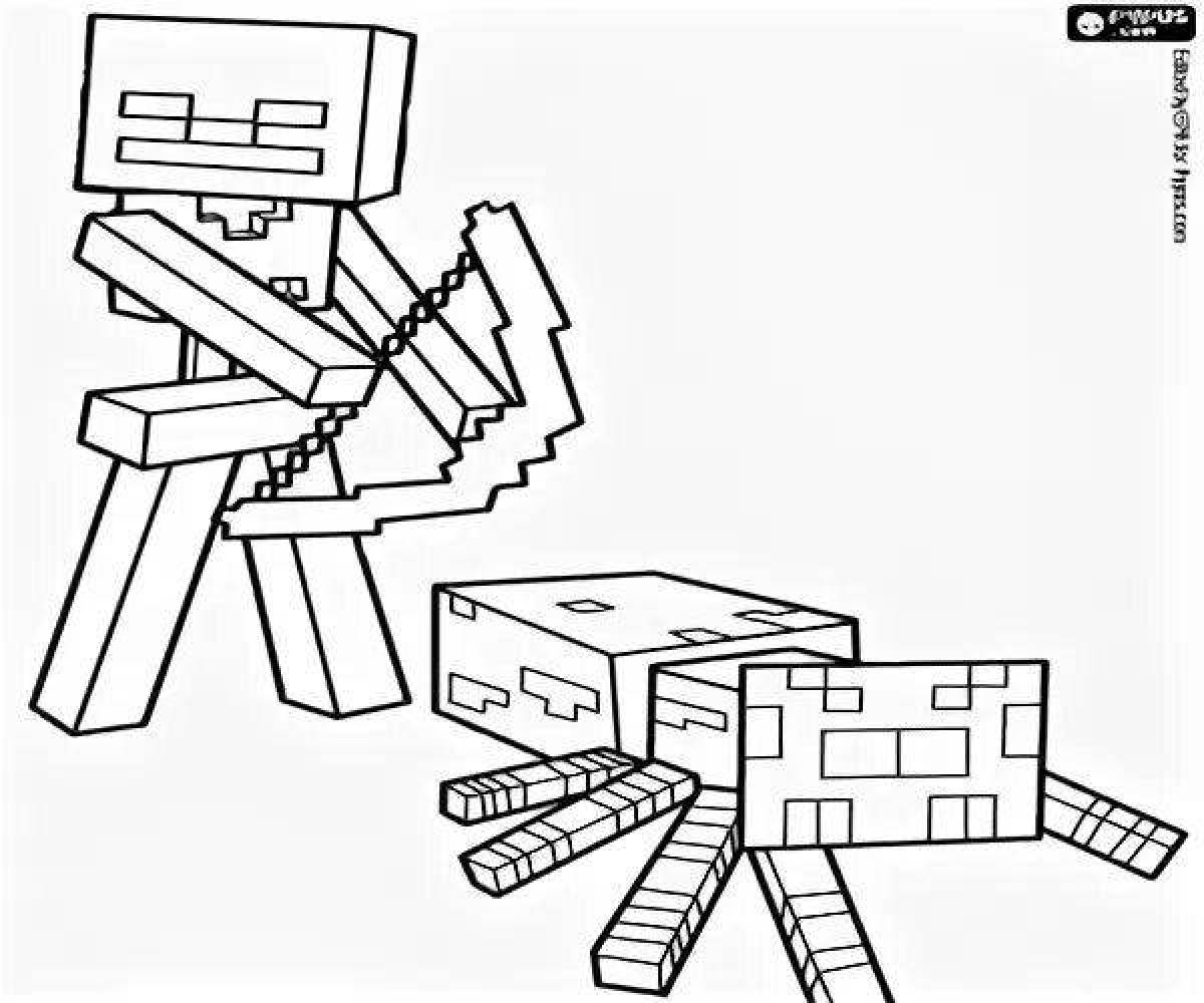 Detailed minecraft spider coloring page