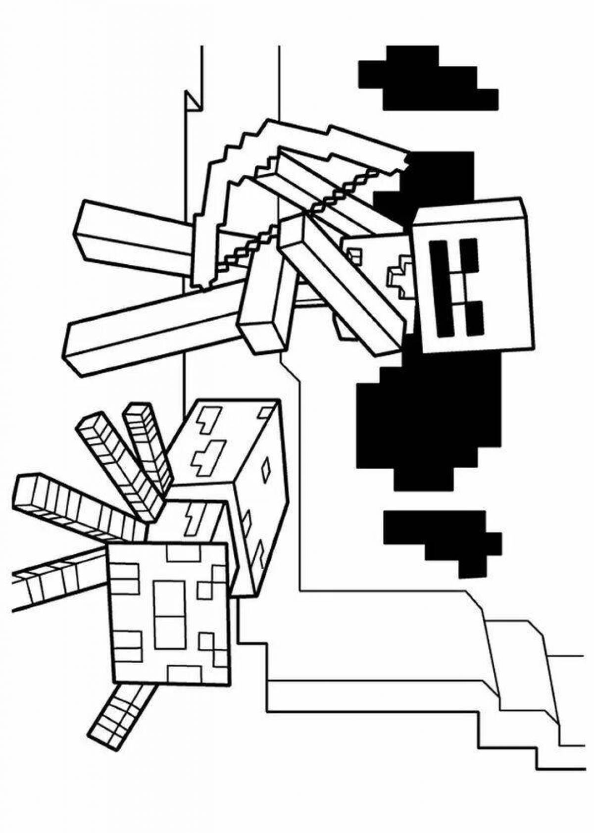 Awesome minecraft spider coloring page