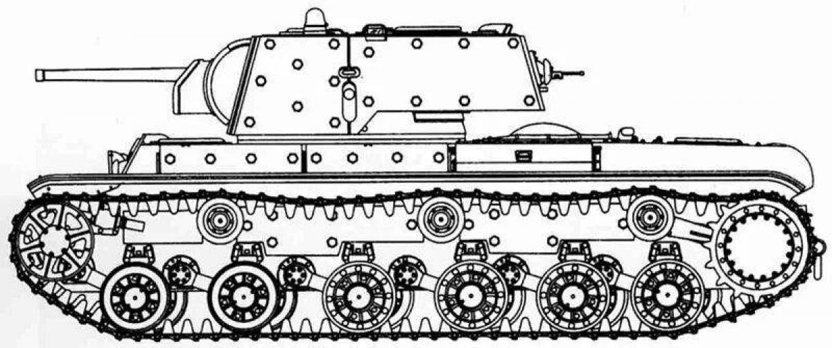 Красочная раскраска танк кв-1