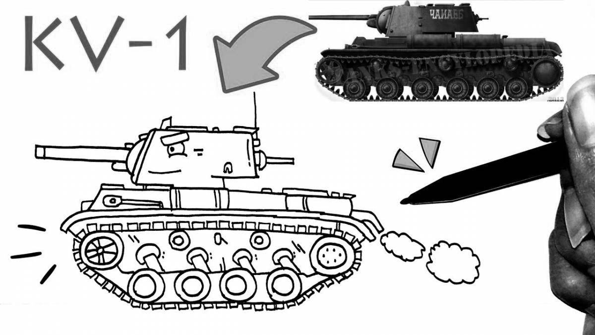 Раскраска изысканный танк кв-1