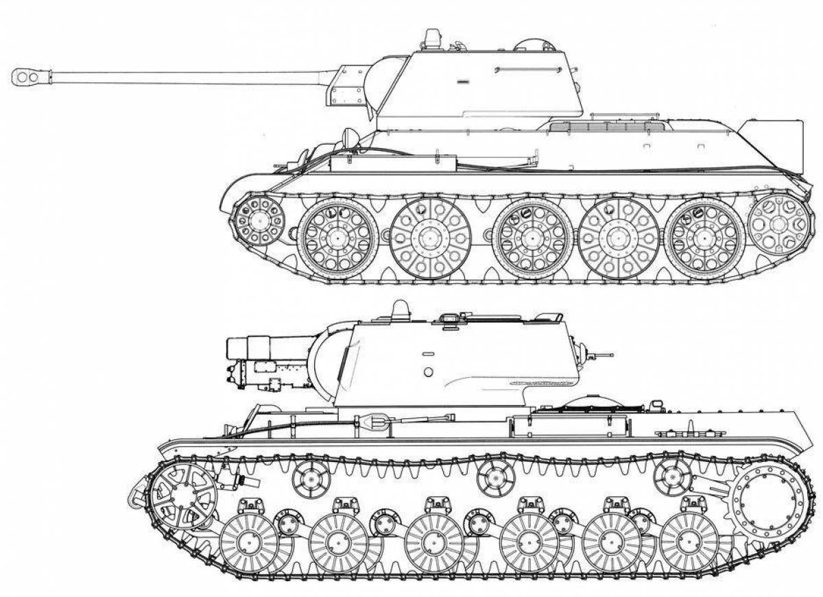 Detailed kv-1 tank coloring page