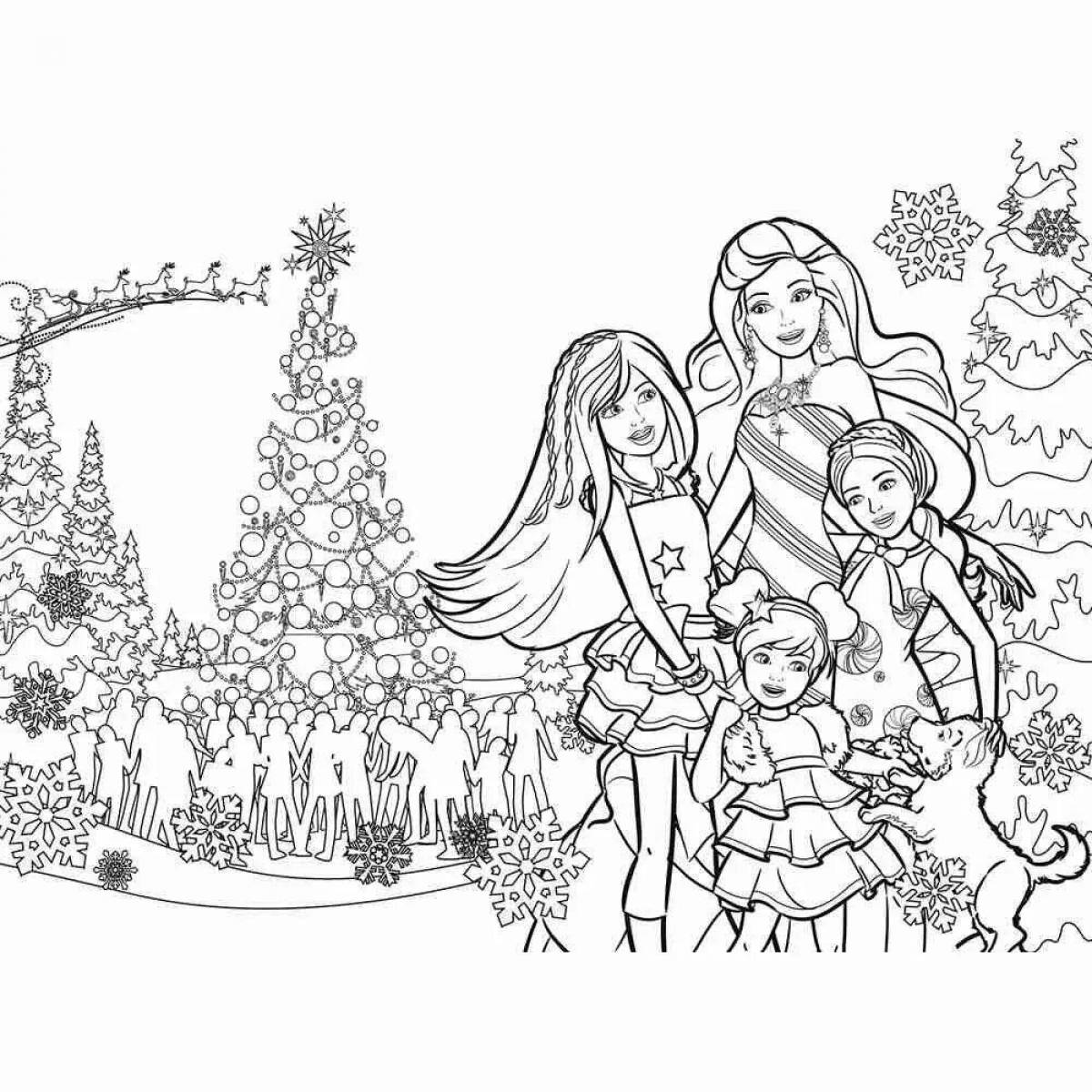 Barbie's charming Christmas coloring book