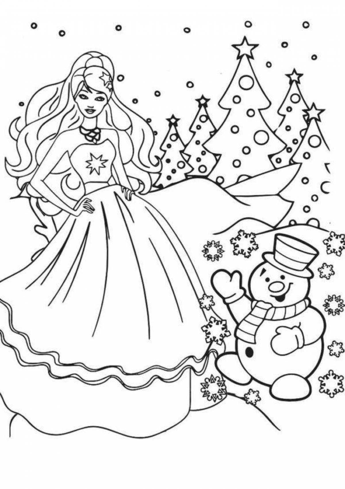 Merry Christmas coloring barbie