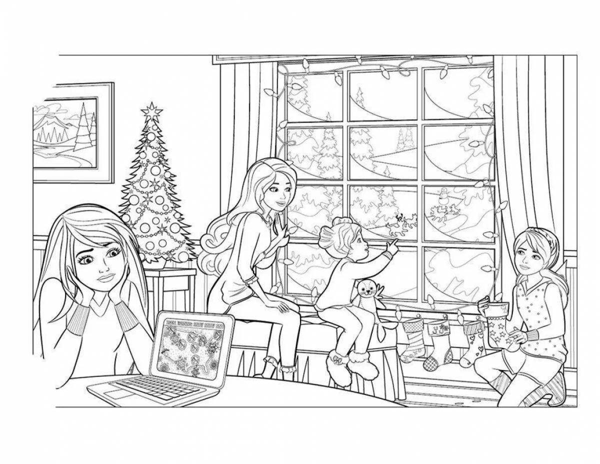 Dazzling barbie Christmas coloring book