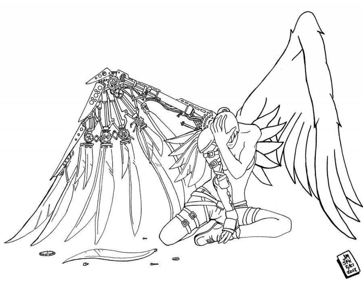 Раскраска аниме с крыльями