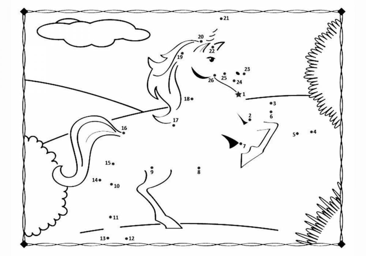 Нарисовать лошадь по цифрам