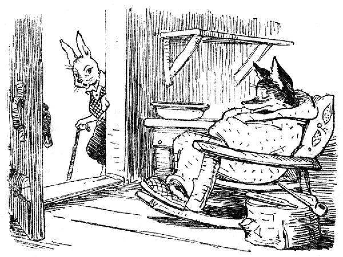 Раскраска сказки дядюшки Римуса братец Лис и братец кролик
