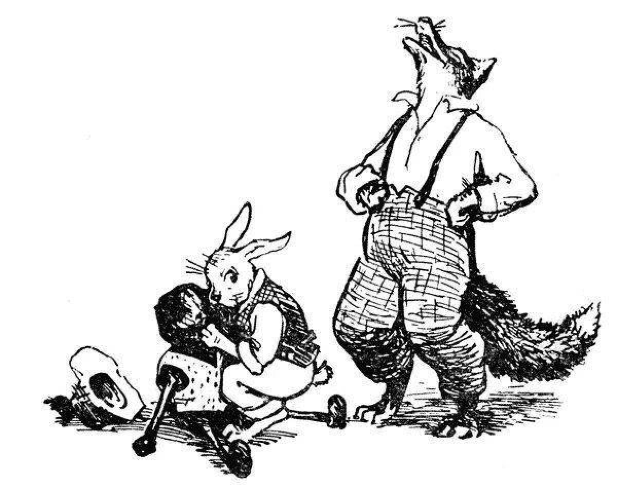 Братец лис и братец кролик рисунок детский легко
