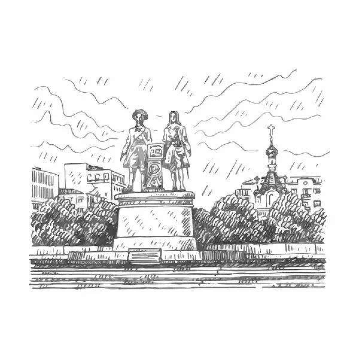 Памятник Татищеву и де Геннину в Екатеринбурге рисунок