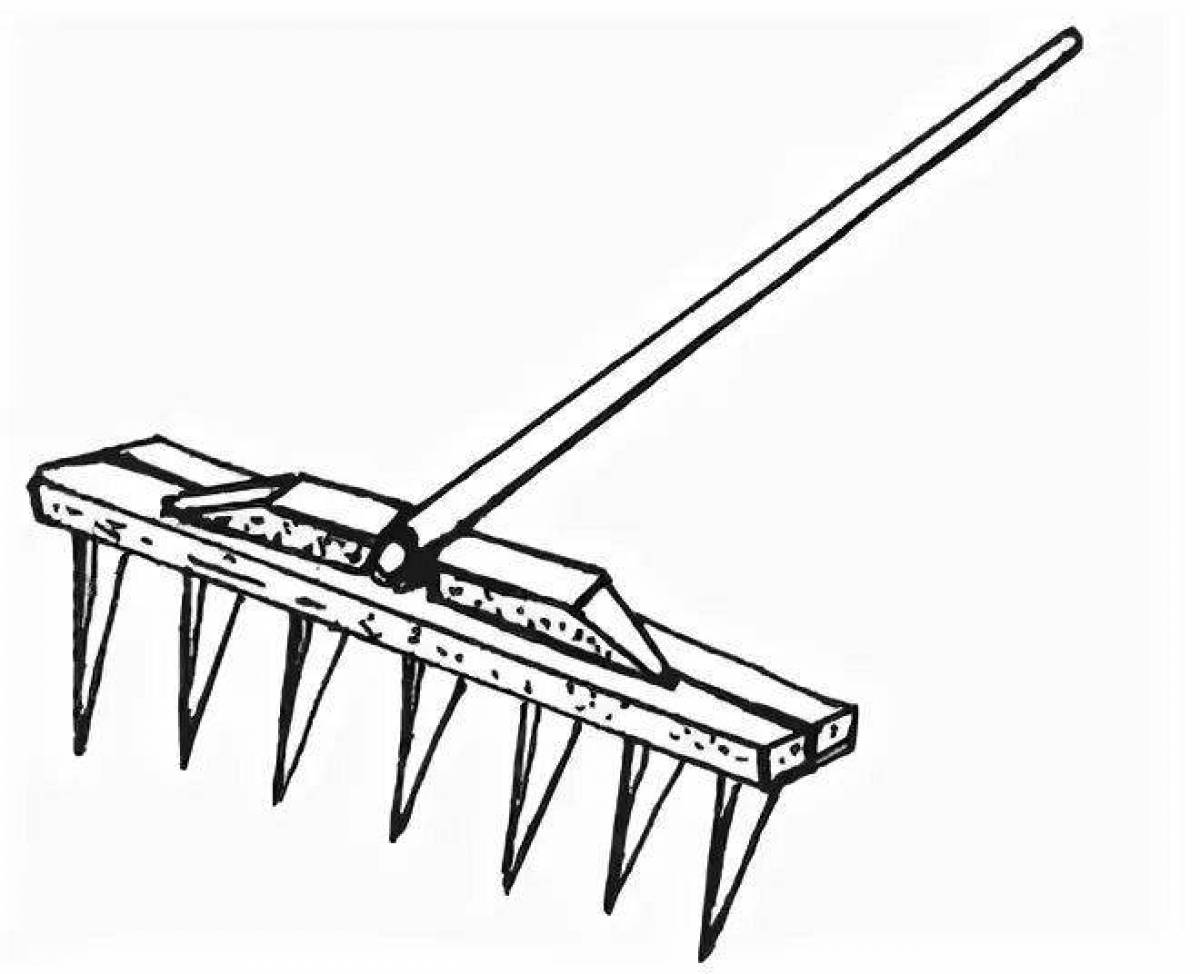 Грабли рисунок карандашом