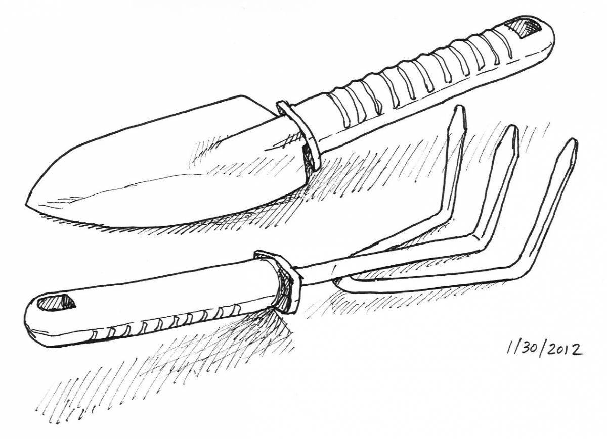 Грабли рисунок карандашом