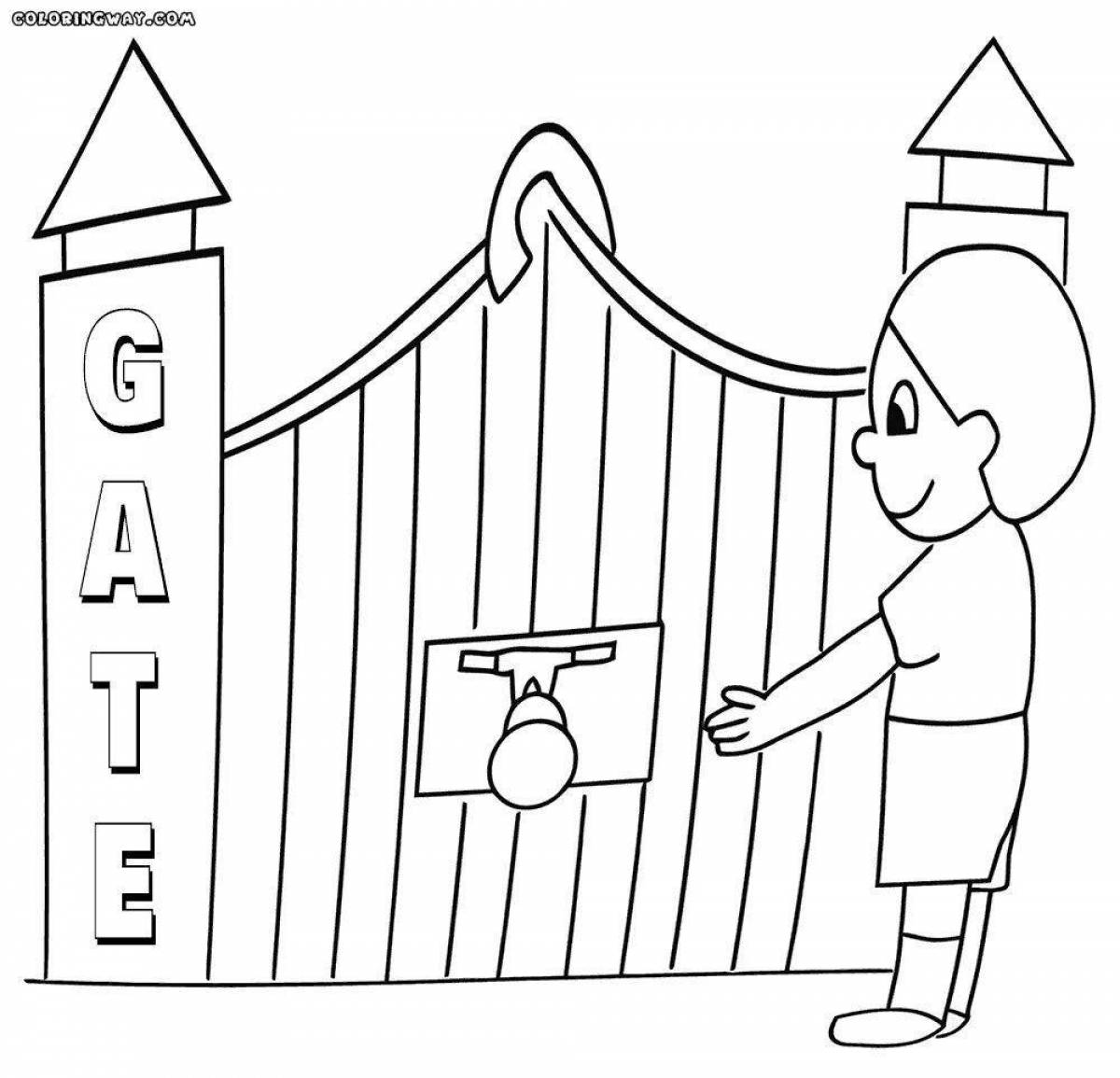 Раскраски для детей забор с воротами