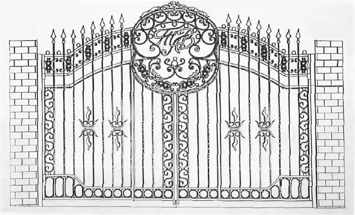 Вороты рисунки. Ворота рисунок. Ворота раскраска. Калитка рисунок. Раскраска кованных ворот.