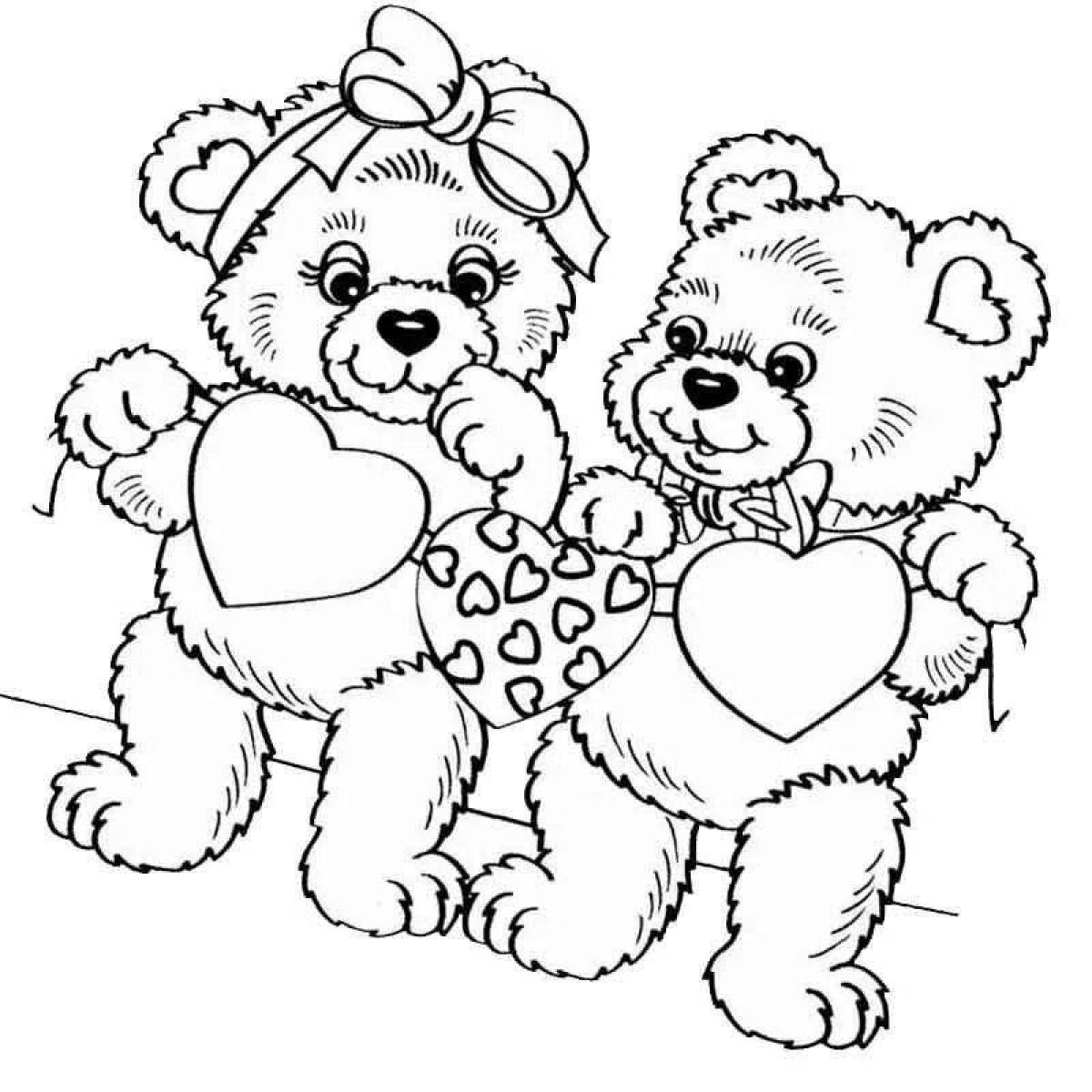 Favorite teddy bear with heart coloring book