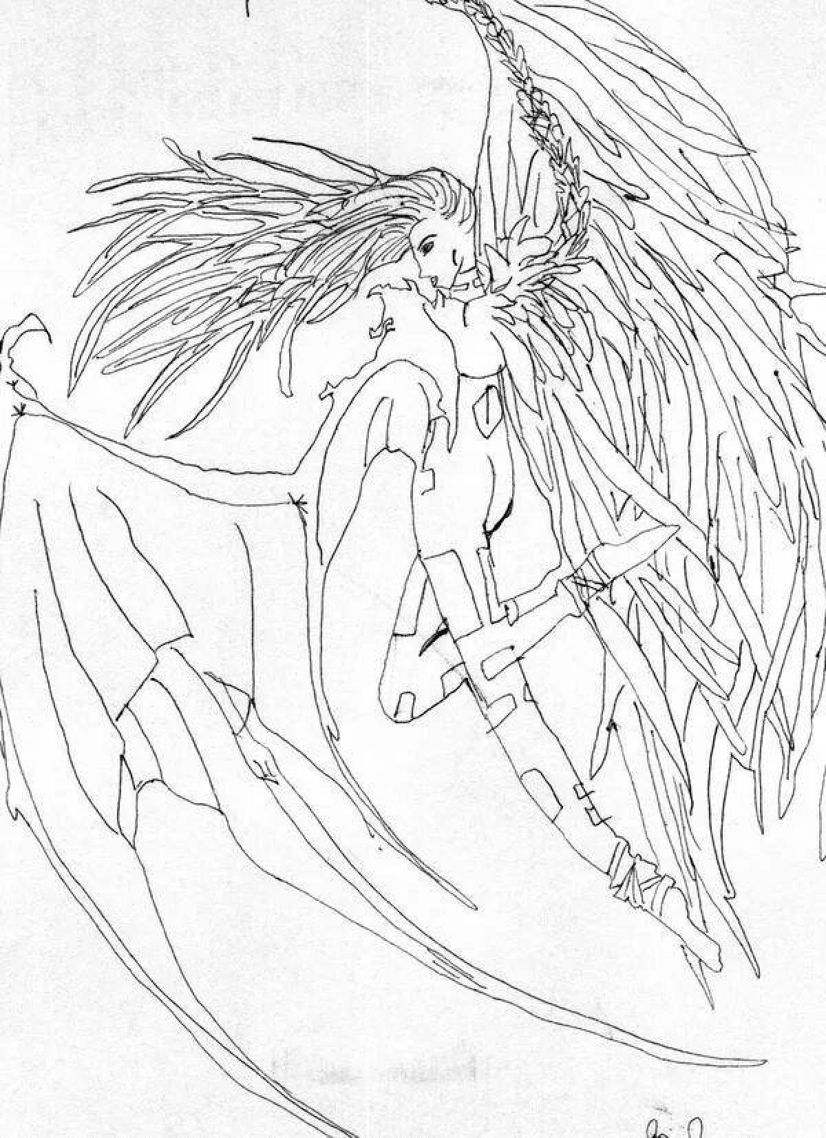 Charming demon and angel coloring book