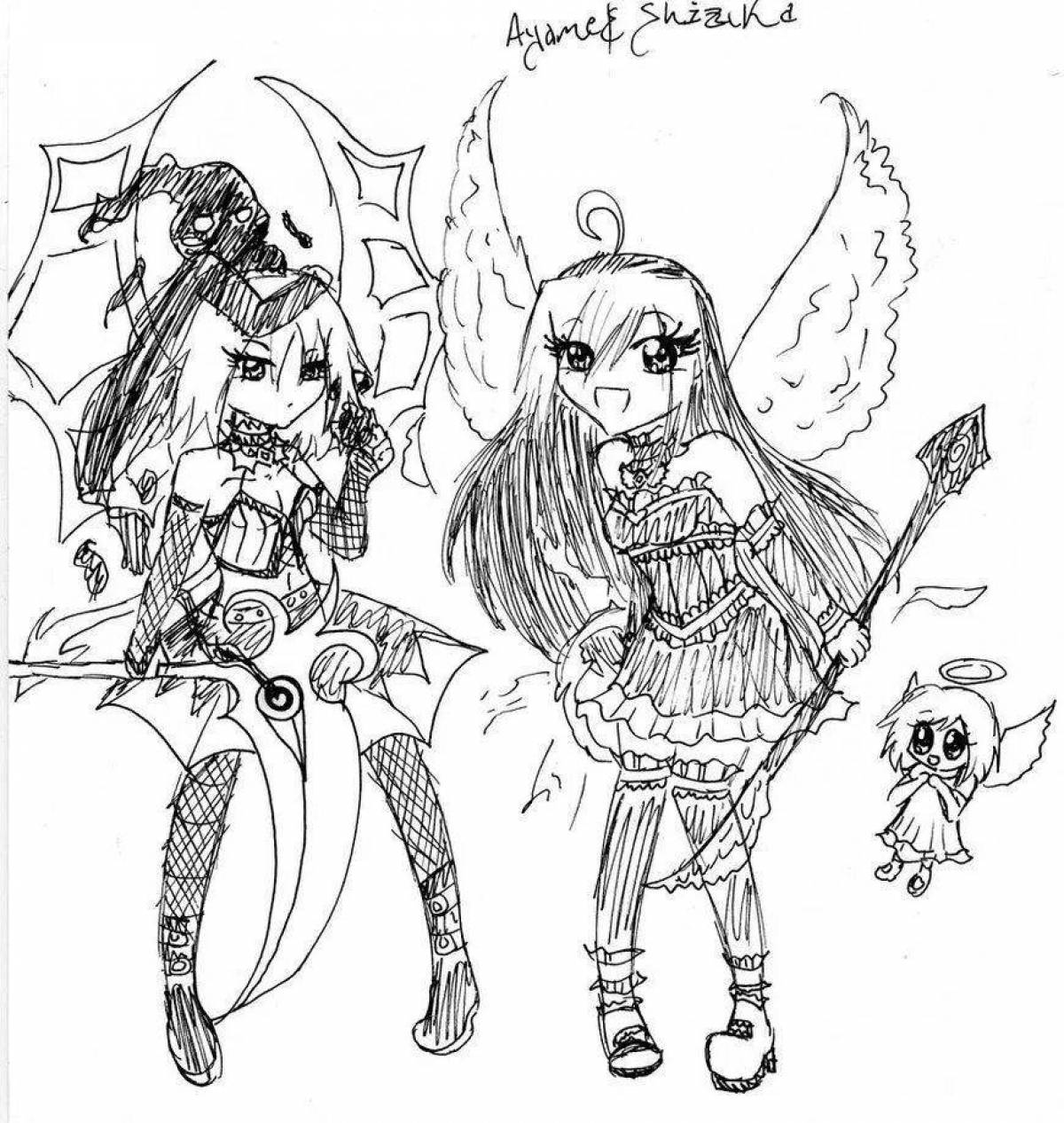 Noble coloring demon and angel