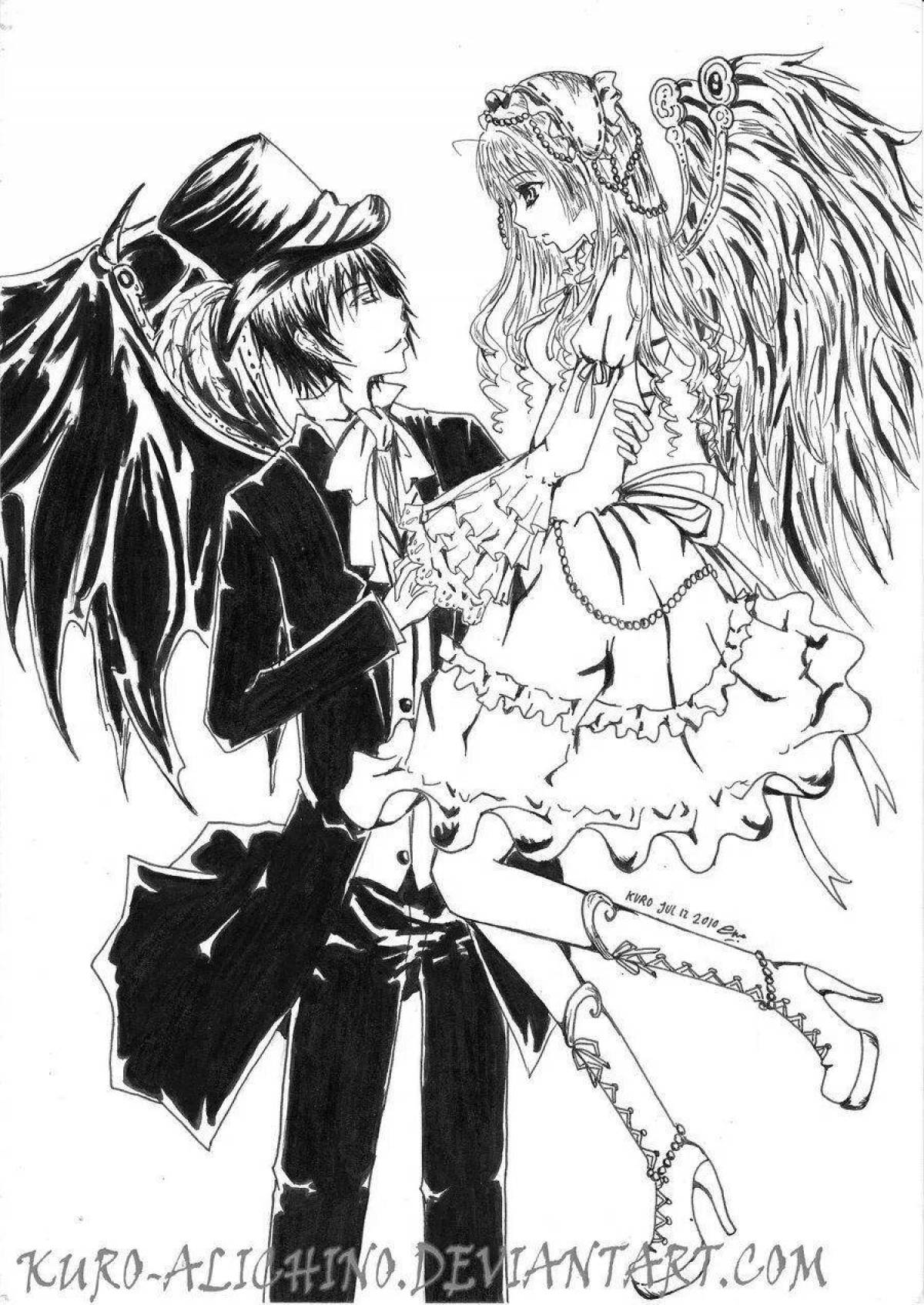 Грандиозная раскраска демон и ангел