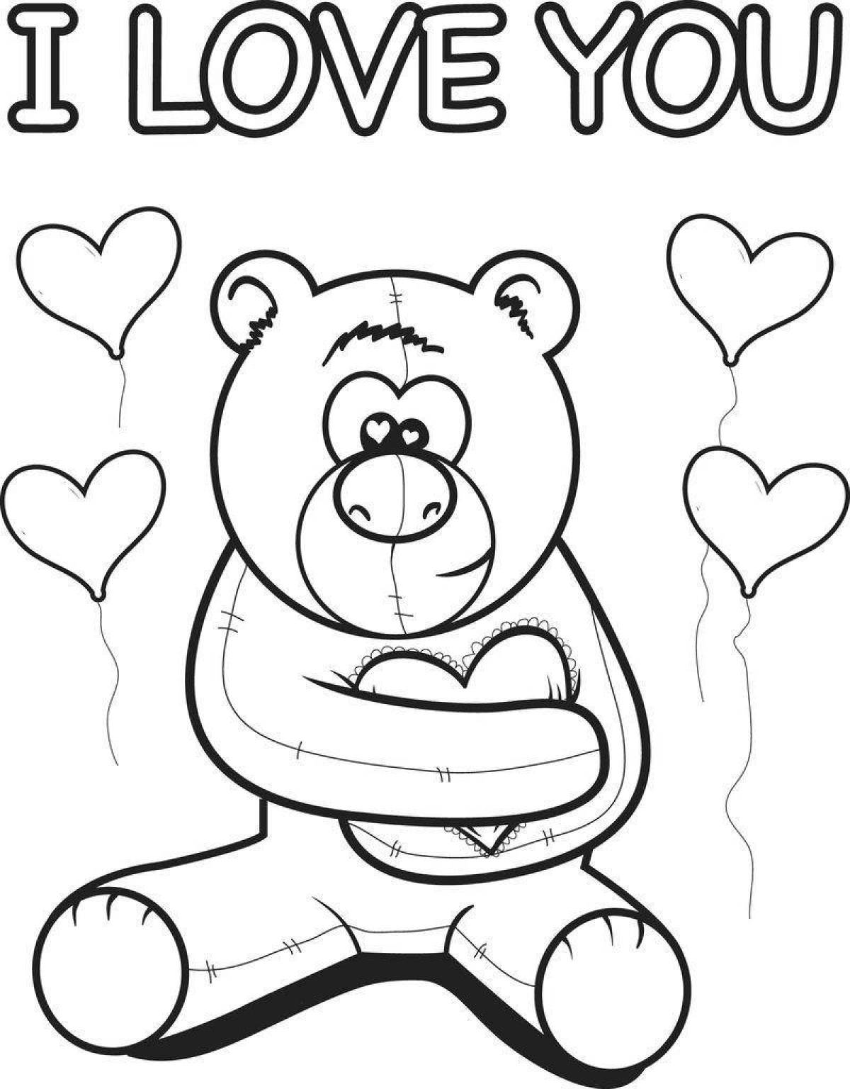 Adorable i love you coloring page