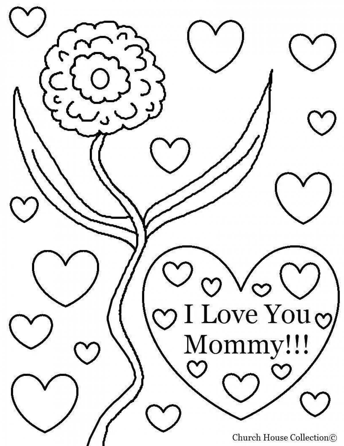 Playful i love you coloring page