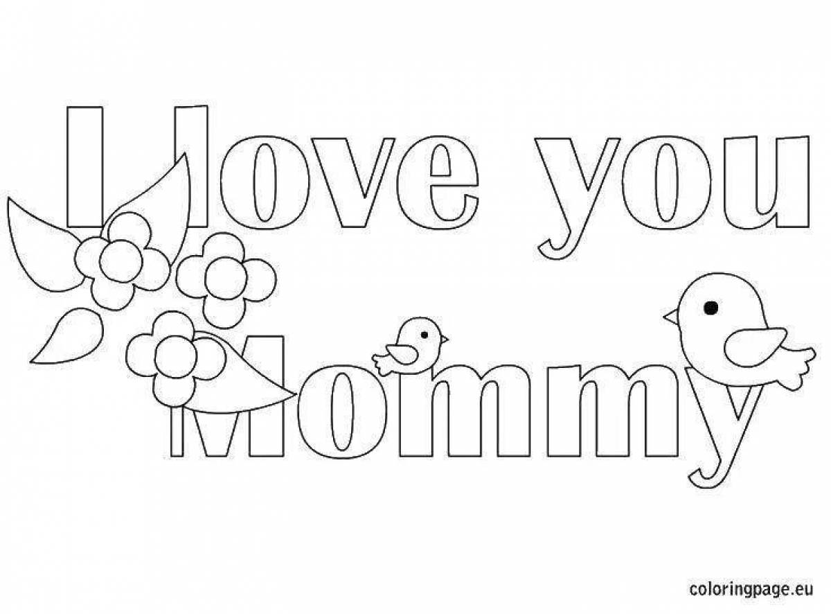 Colorful i love you coloring page