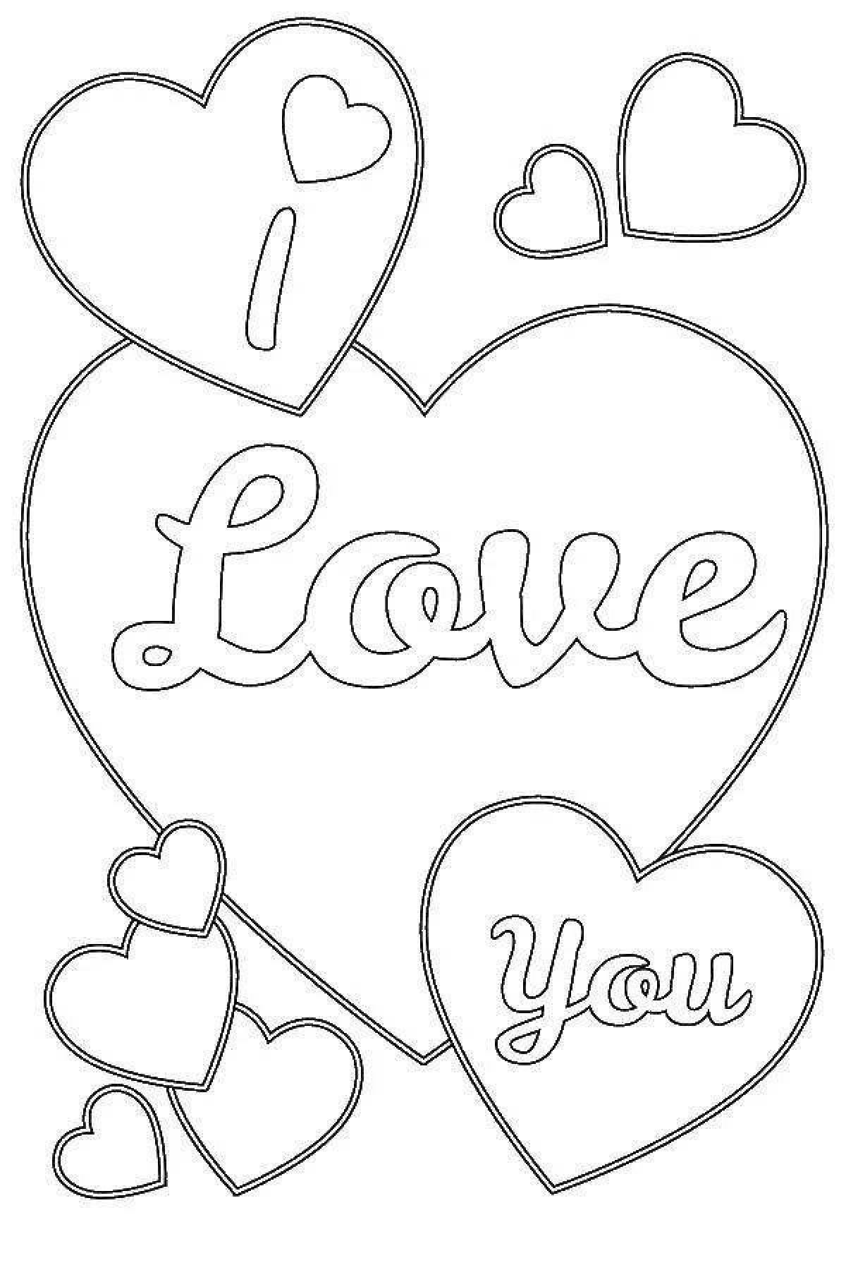 I love you glowing coloring page