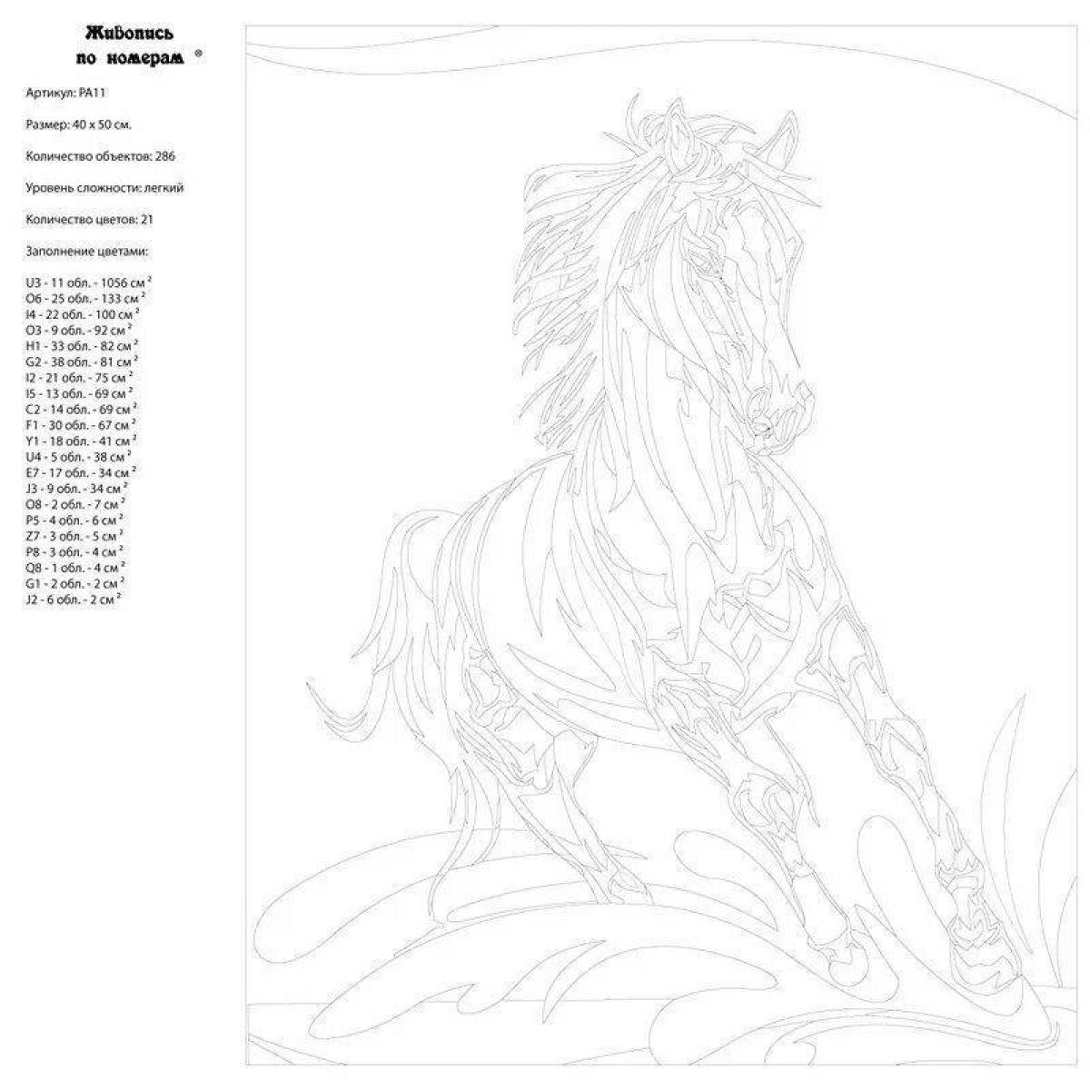 Majestic horse coloring by numbers
