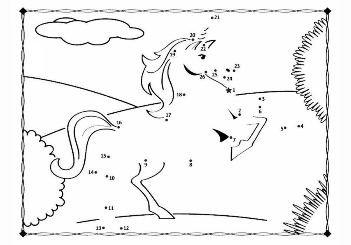 Radiant coloring page horse by numbers