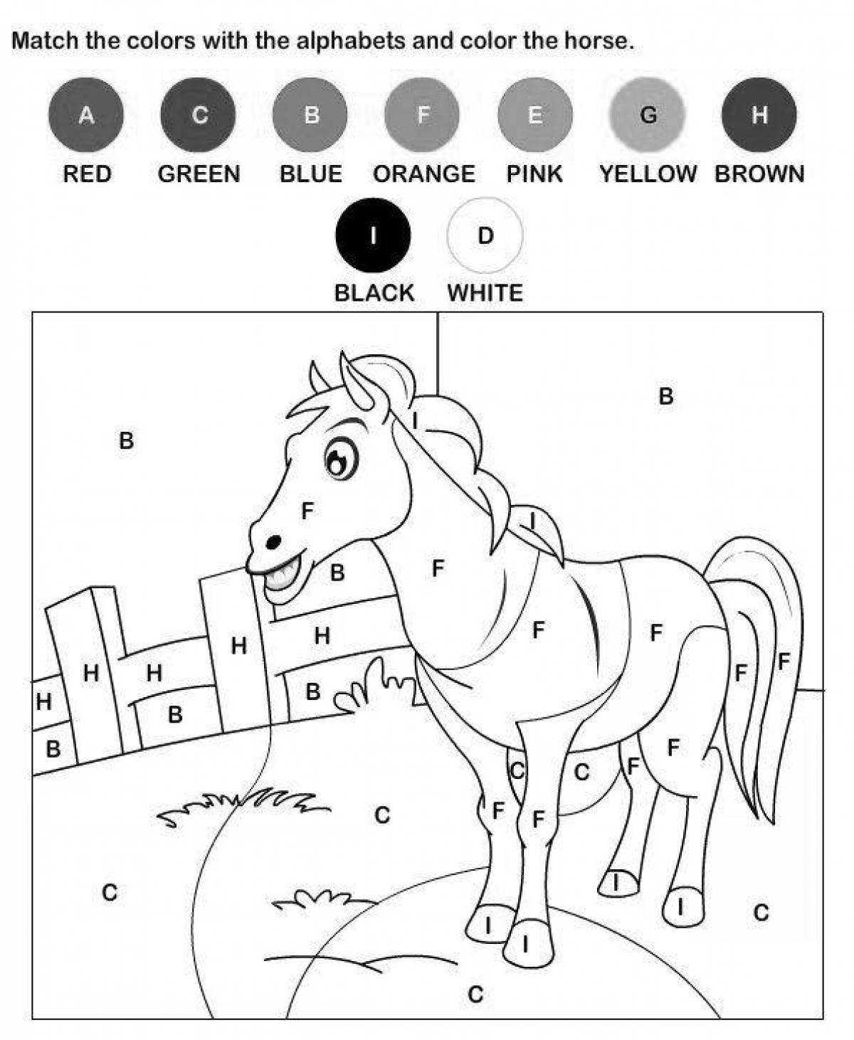 Exquisite horse coloring by numbers