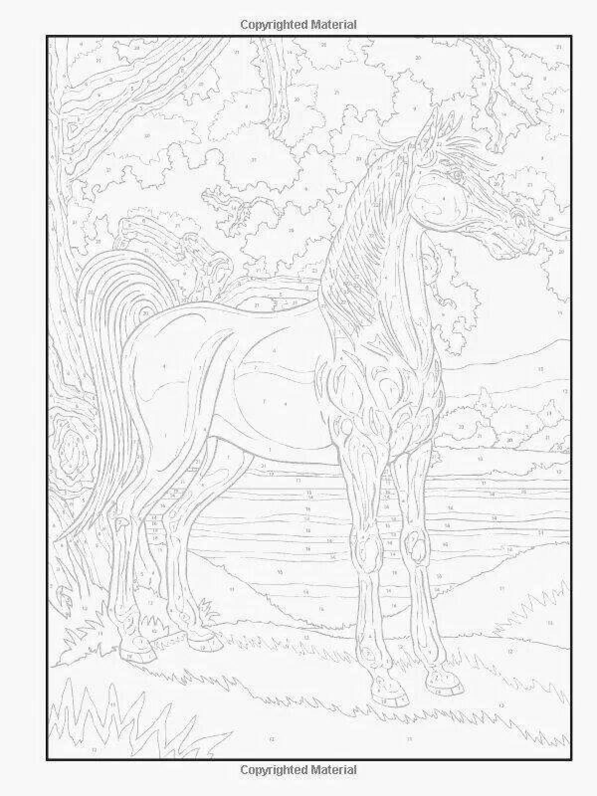 Colorful horse coloring by numbers