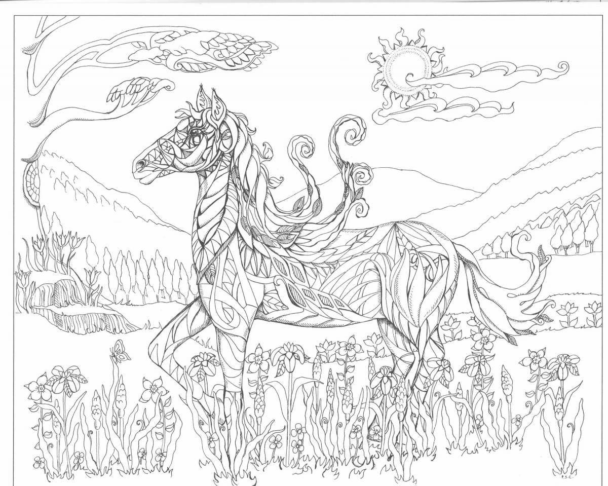 Fun horse coloring by numbers