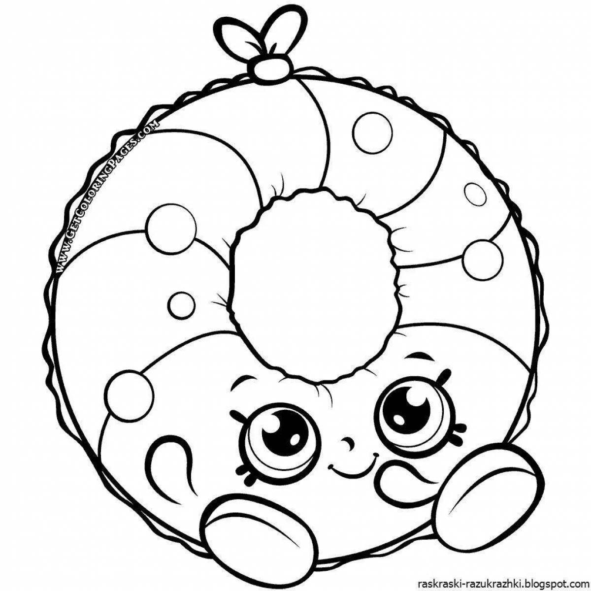 Sweet donut coloring page for kids