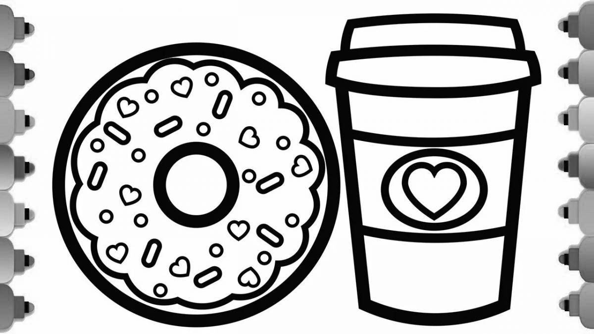 Adorable donut coloring page for kids