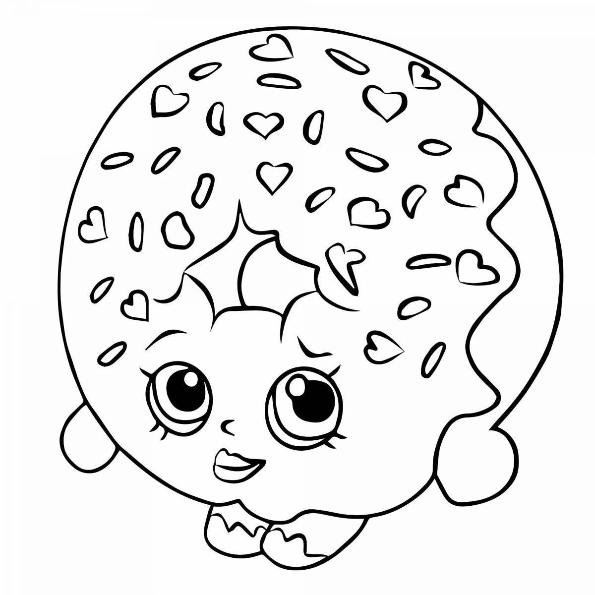 Funky donut coloring page for kids
