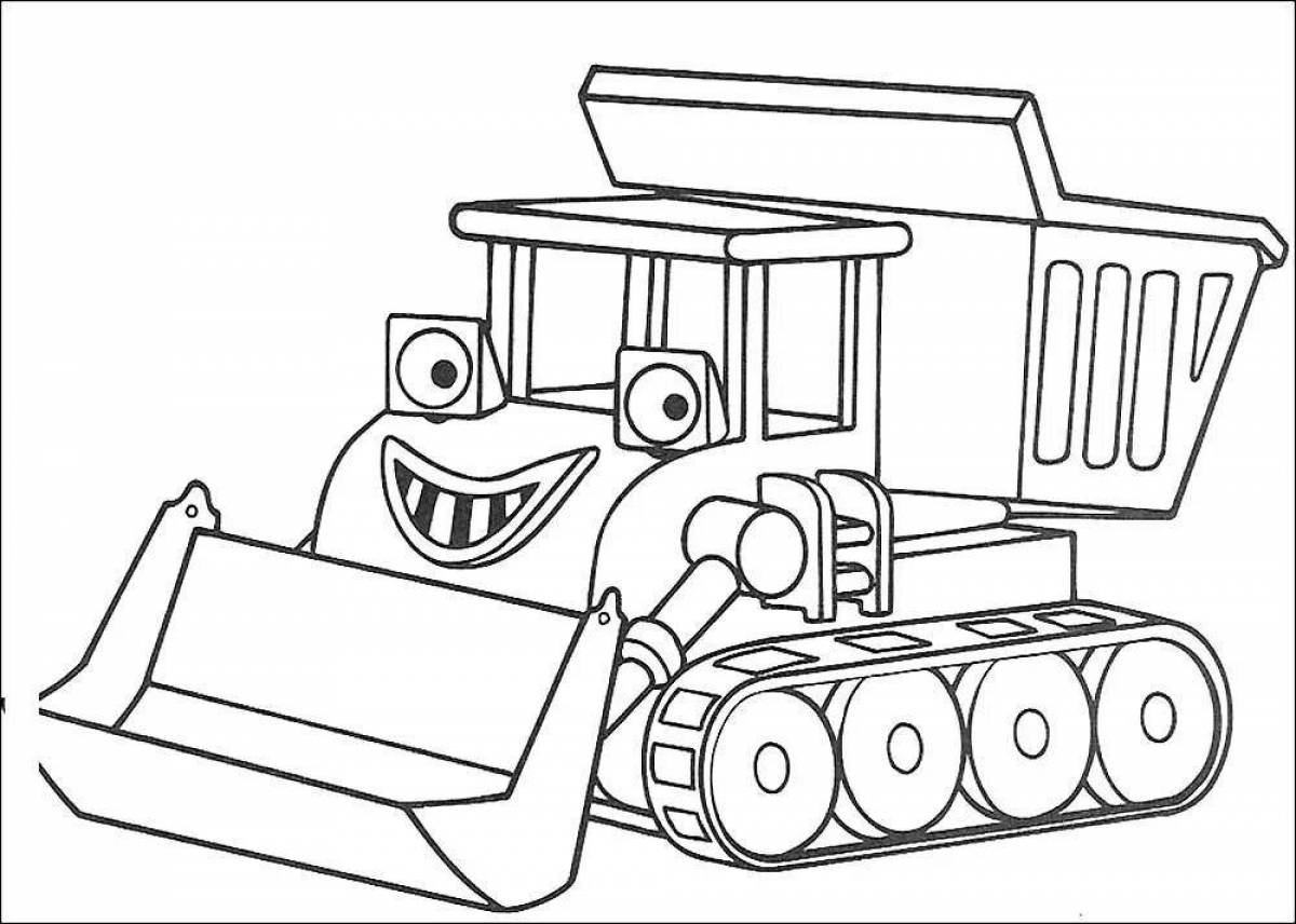 Fun coloring book bulldozer for kids