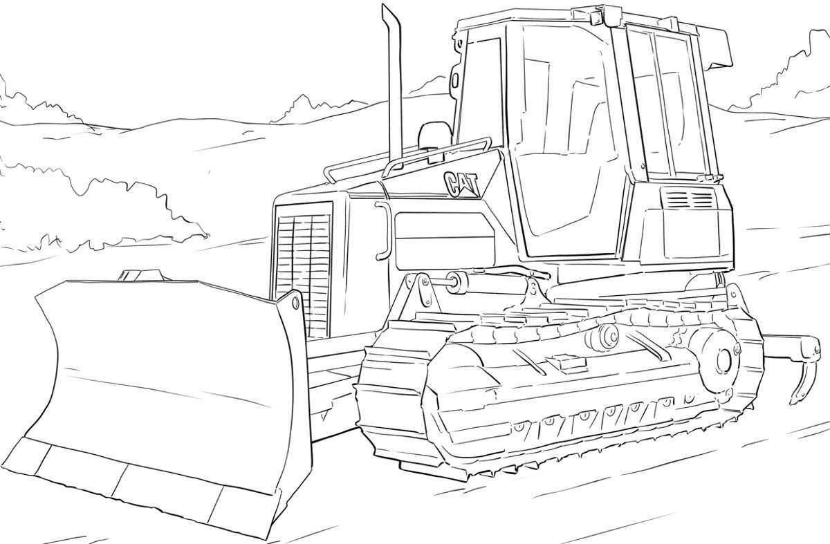 Amazing bulldozer coloring page for kids