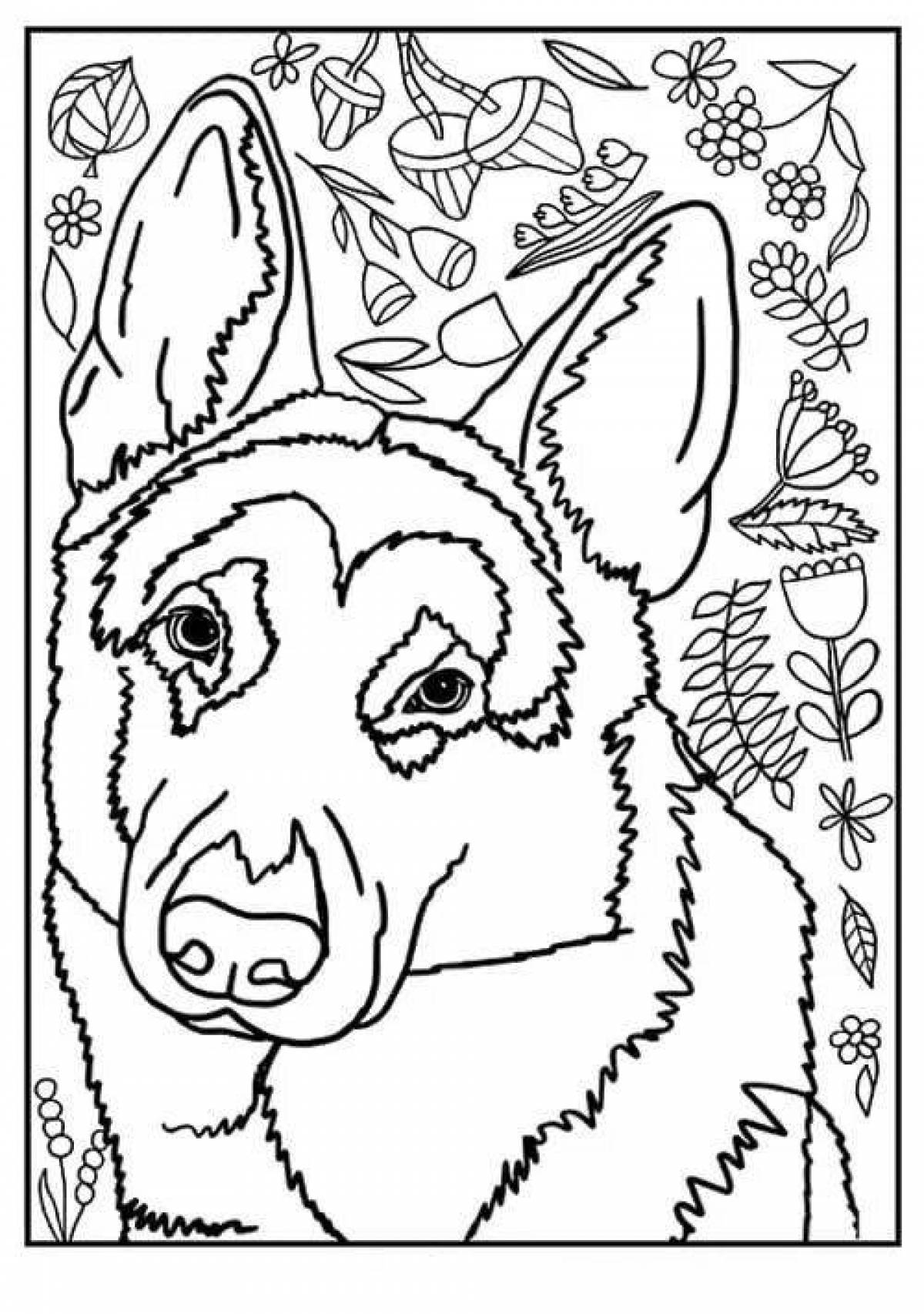 Adorable German Shepherd Coloring Page