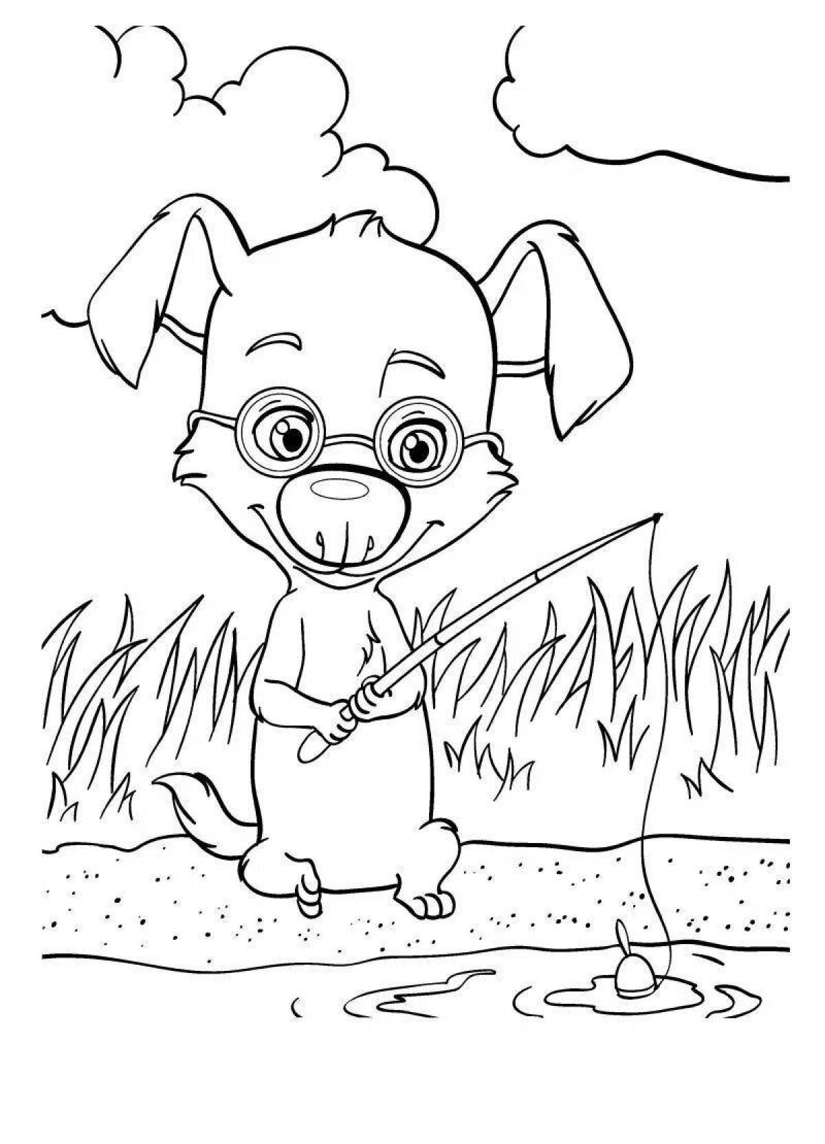 Animated squirrel and arrow coloring page
