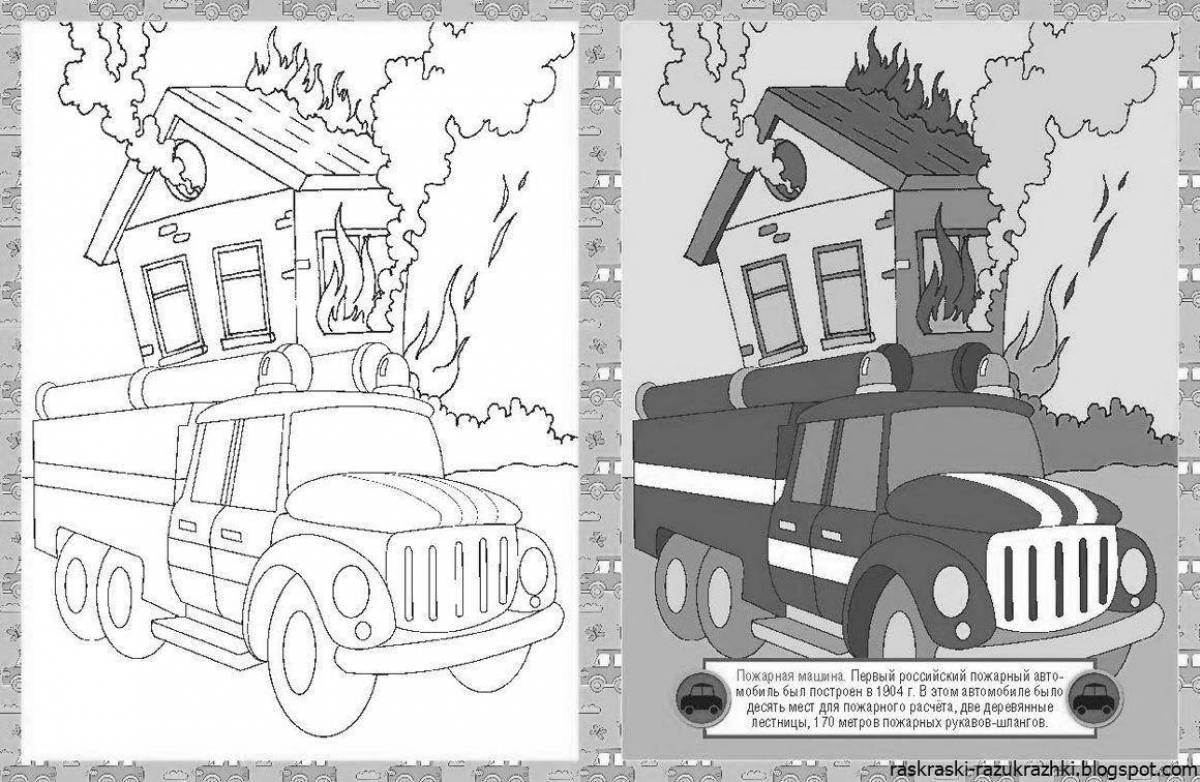 Interesting fire safety coloring page