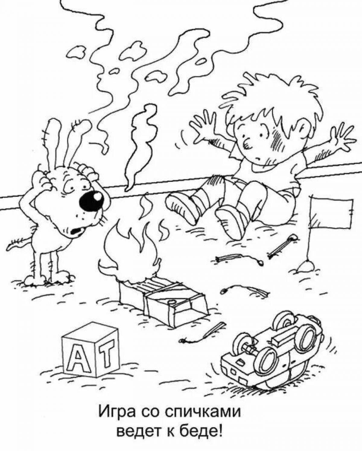 Fire safety live coloring page