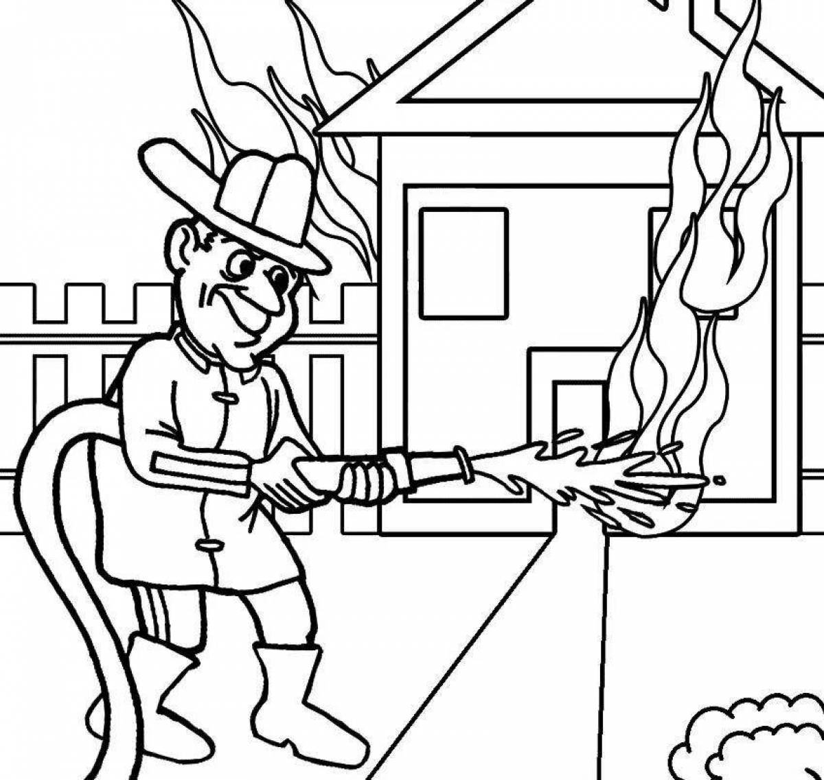 Awesome fire safety coloring page
