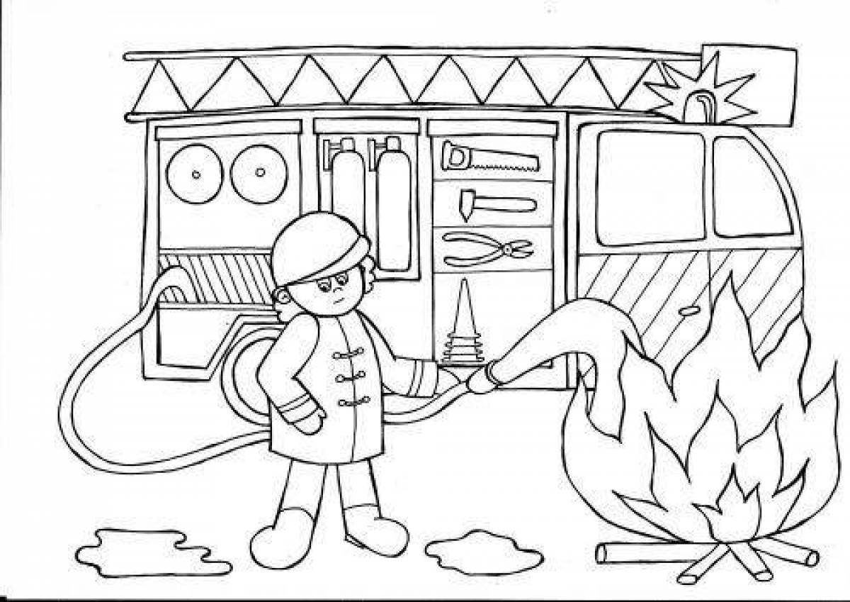 Lovely fire safety coloring page
