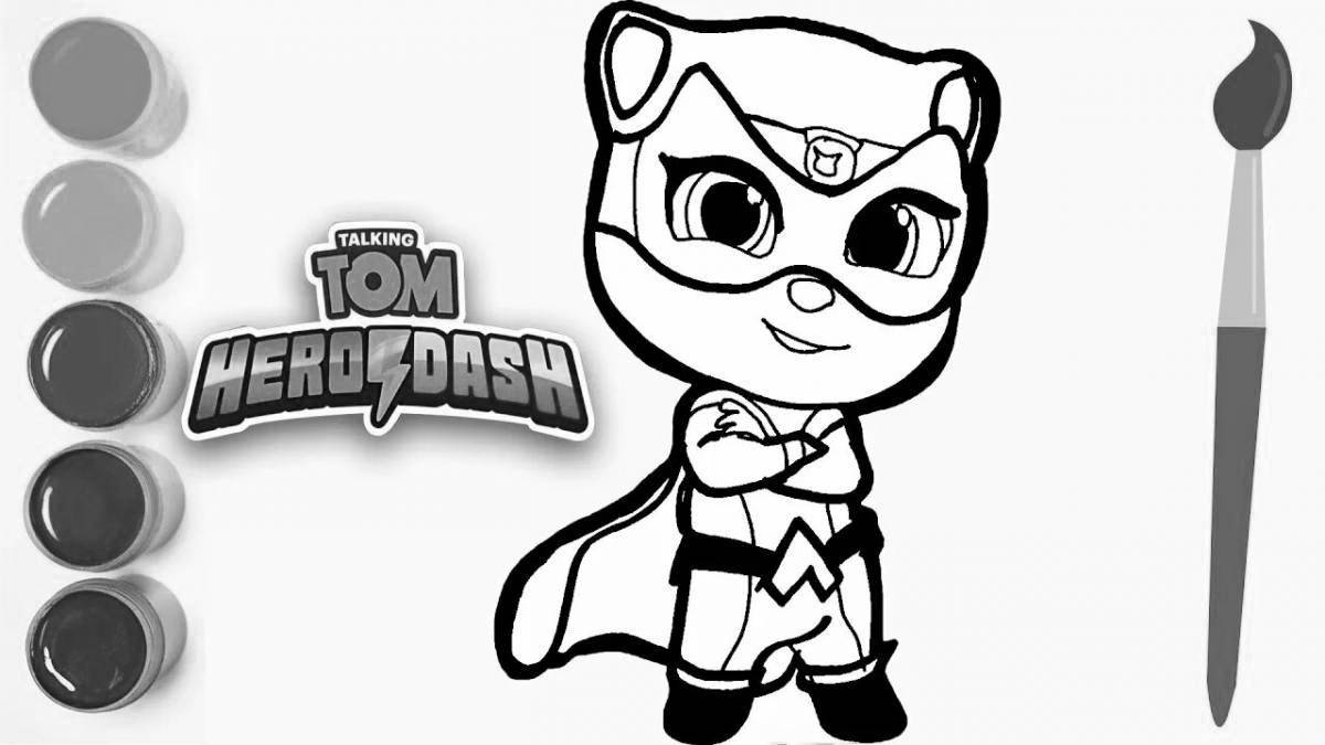 Coloring pages of talking tom gone mad with color