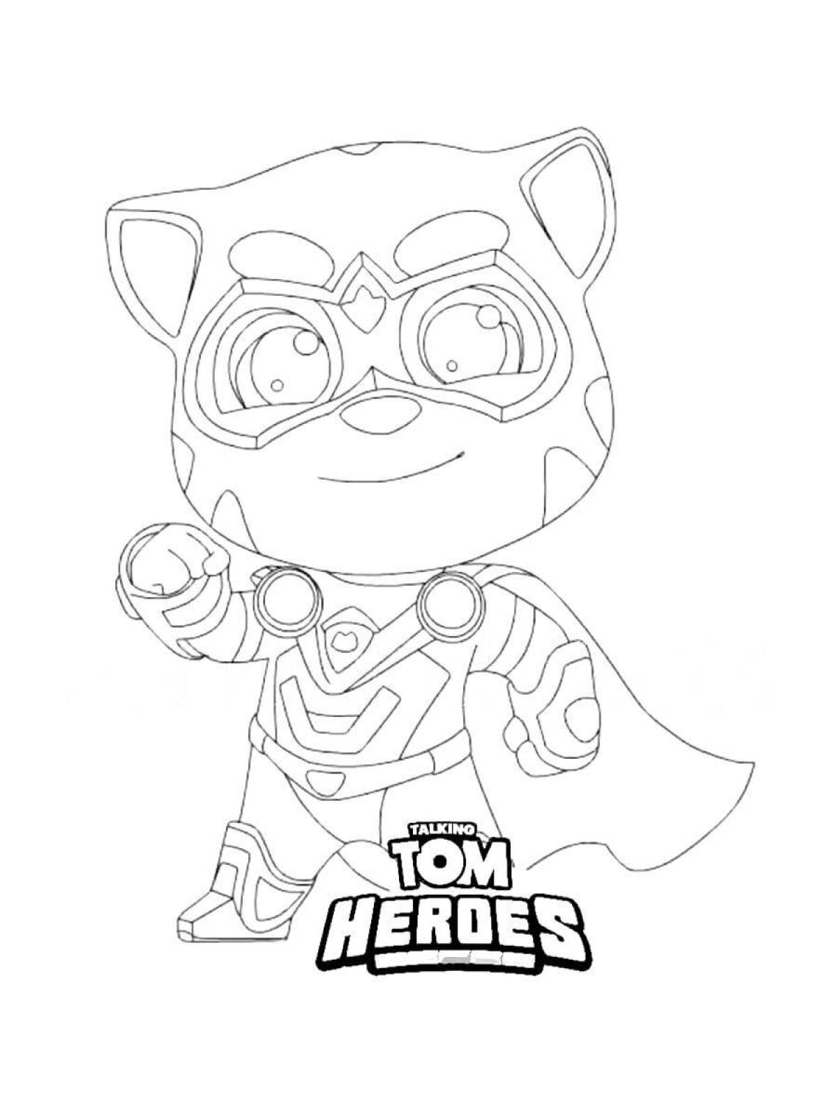 Color-lush talking tom hero coloring page