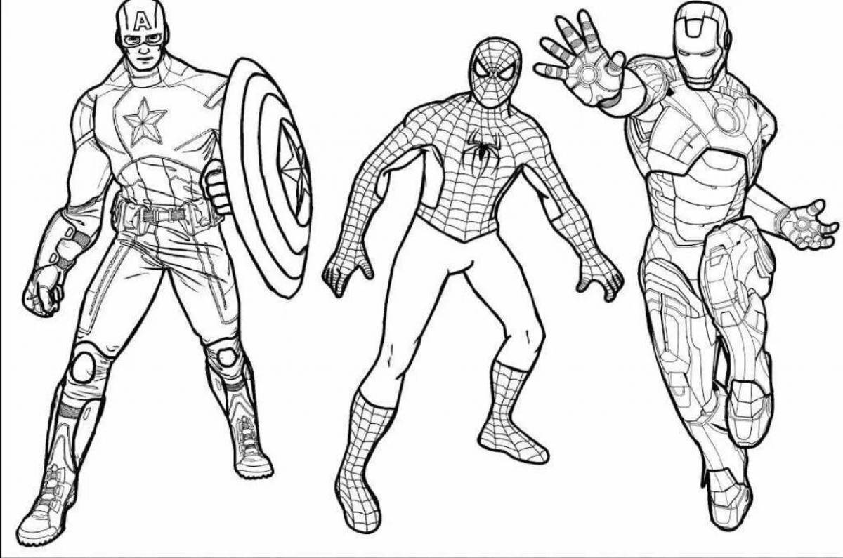 Spider-man with shield coloring page