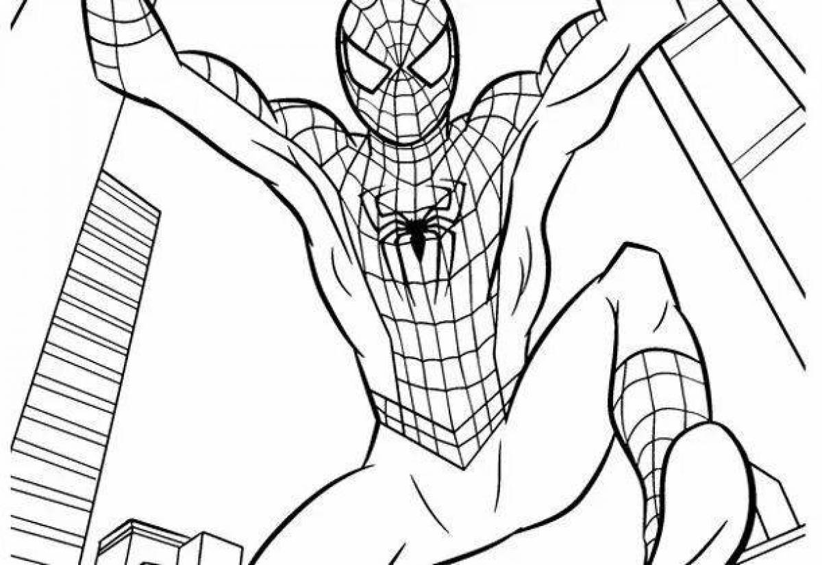Coloring majestic spider-man with a shield